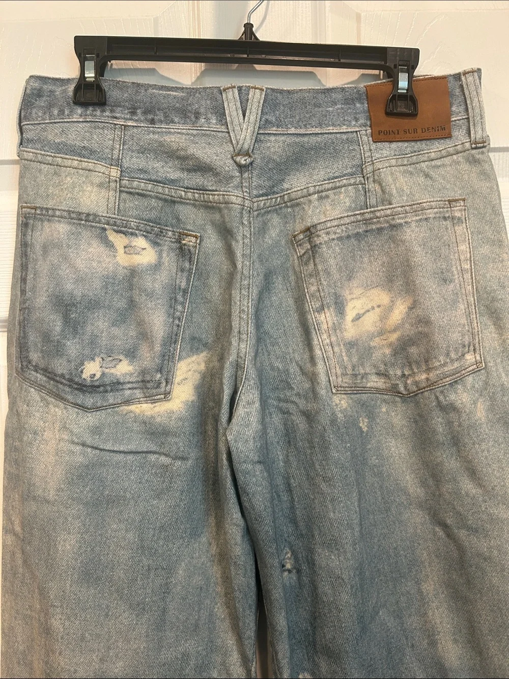 POINT SUR x J.CREW Collaboration Printed-On Distressed Loose Straight Jeans